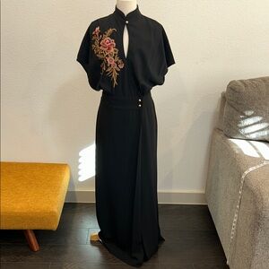 Elegant Black Floral Embroidered Romper